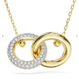 Swarovski Dextera Interlocking Pendant,  White Crystals, Gold-tone plated